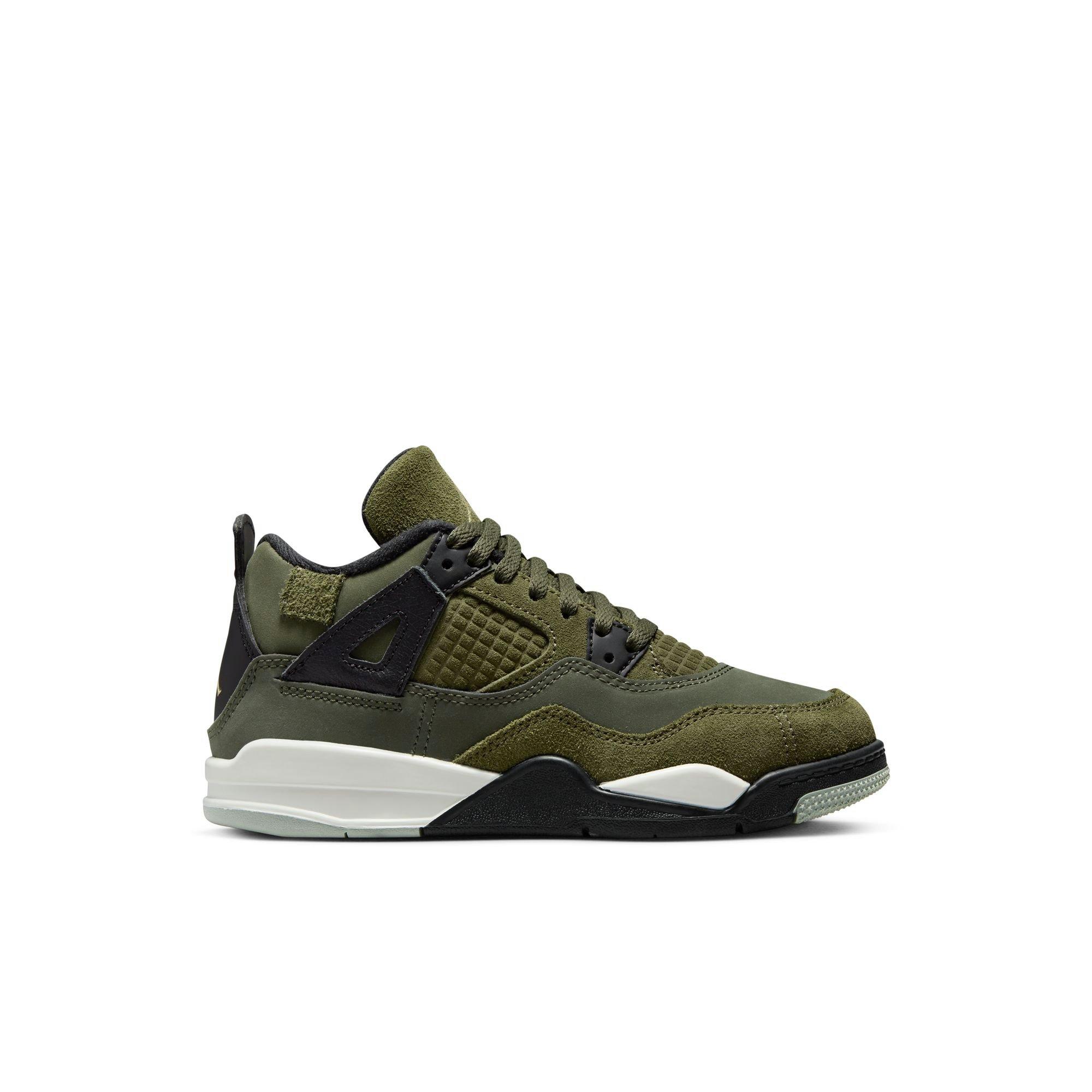 Jordan 4 Retro SE Craft Medium Olive Preschool Kids Shoe Hibbett